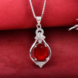 Elegant red cubic zirconia pendant necklace by HSF Marketplace featuring a stylish, brilliant jewelry design for women.