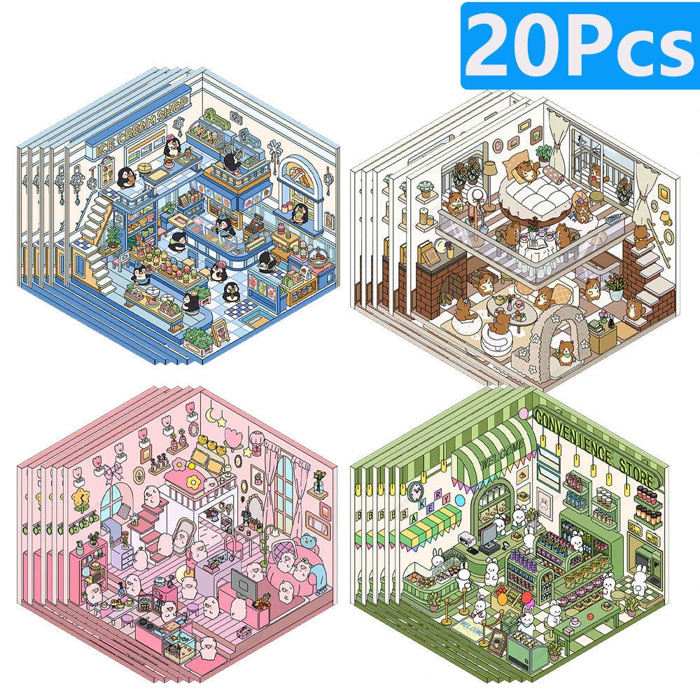 3D landscaping stickers for miniature scenes by HSF Marketplace, featuring trees, plants, and garden details