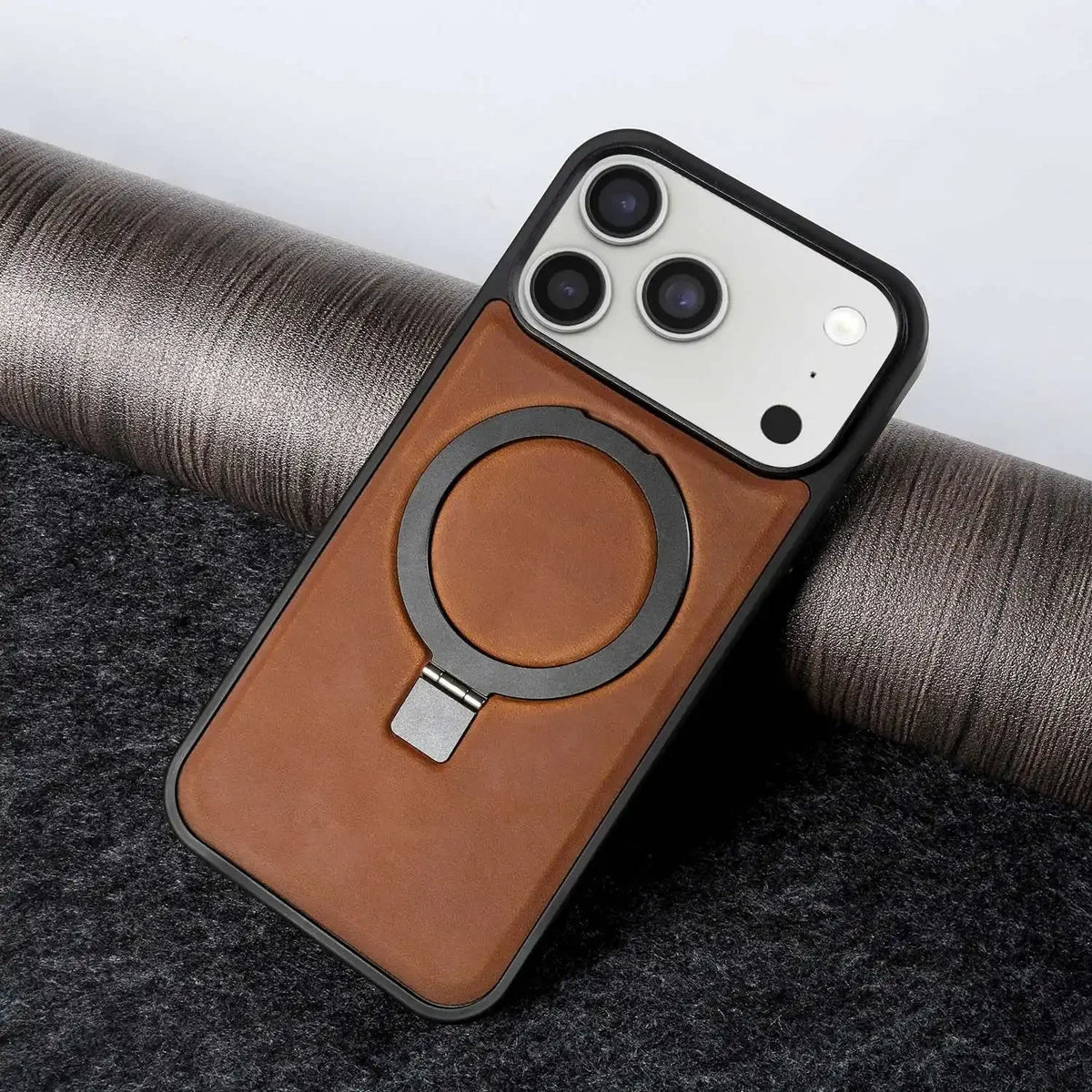 Genuine leather foldable bracket case for iPhone 18 Pro Max by HSF Marketplace