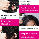 Miracle Knots Crochet Human Hair Deep Wave Bundles Invisible Knot Burmese Curly Boho Braids Crochet Human Hair Extensions 16-20 Inch Pre-Separated Reusable Feathered Human Crochet Curly 100% Human Hair For Black Women Lightwe