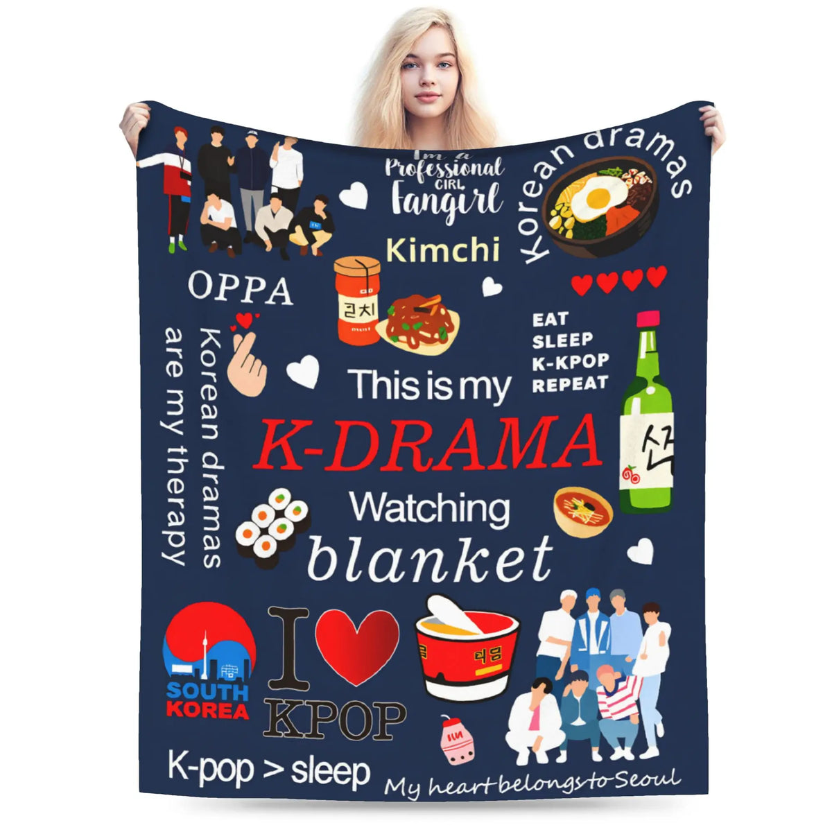 K-Drama inspired plush blanket by HSF Marketplace, soft cozy design for comfort and style
