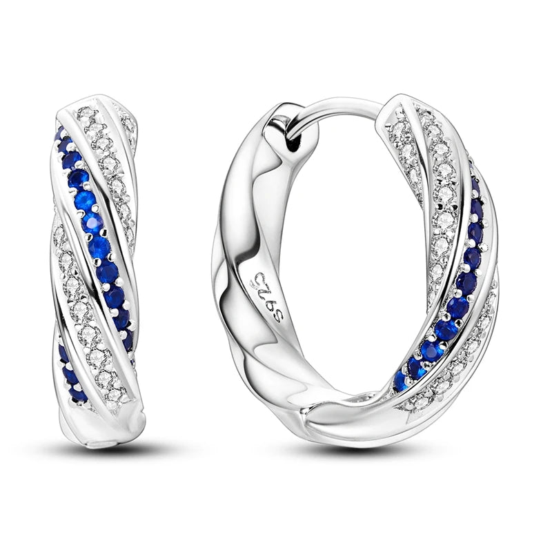 925 sterling silver hoop earrings with zirconia, hypoallergenic jewelry for women and girls