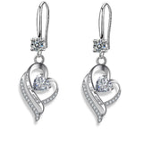 Silver heart drop earrings for women with colorful zircon stones by HSF Marketplace