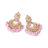 Boho gold heart-shaped flower dangle earrings for women by HSF Marketplace