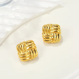 Stainless steel square stripe stud earrings for women by HSF Marketplace