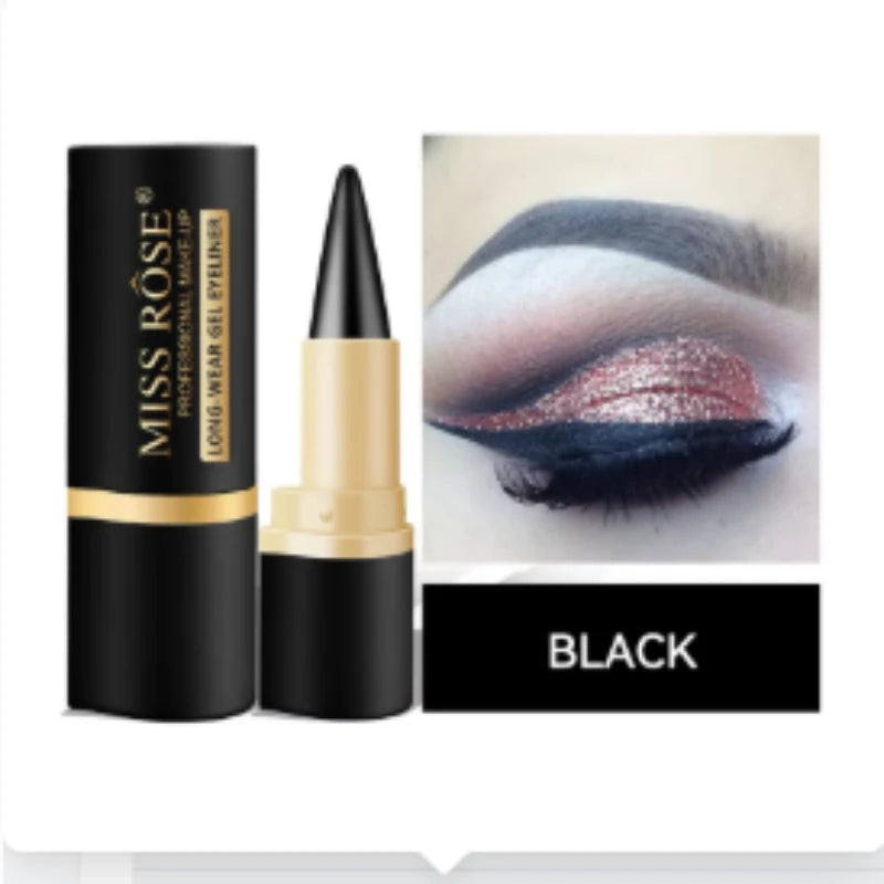 HSF waterproof matte black gel eyeliner pencil with single head and rich pigment finish
