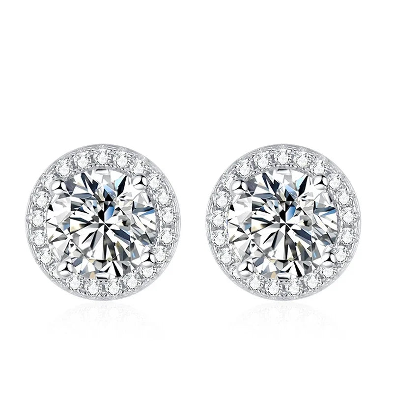 Tezzc green, blue, pink, red, and black moissanite stud earrings in 925 sterling silver for women