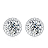 Tezzc green, blue, pink, red, and black moissanite stud earrings in 925 sterling silver for women