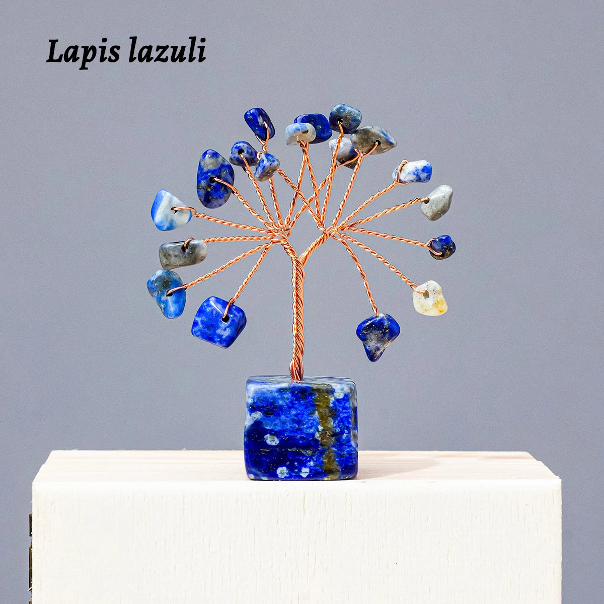 1pc Natural Gemstone Crystal Chakela Lucky Tree With Block Base Home Office Desk Living Room Crystal Decor Mini Sized Home