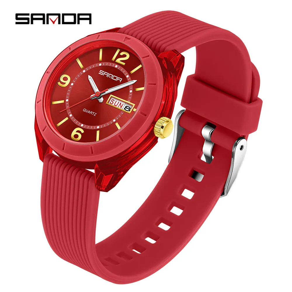 SANDA Quartz Watch for Women Waterproof Auto Date Week Elegant Luxury Ladies Wristwatch Waterproof Analog Women's Watches