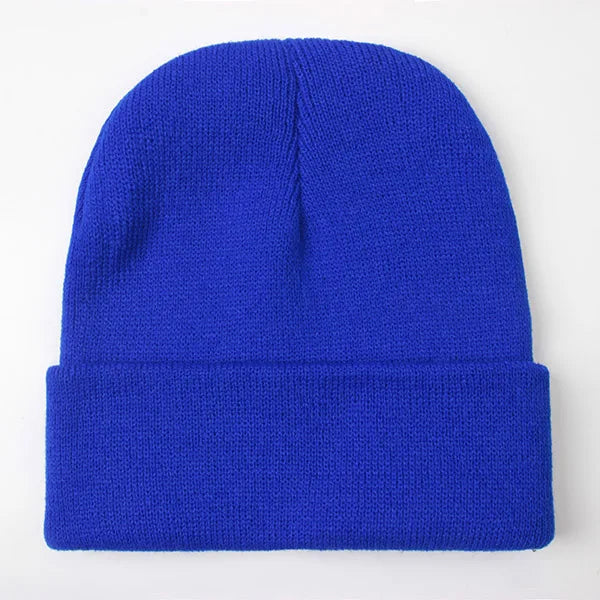 Unisex soft knitted winter beanie in women's hat style, available in 24 colors