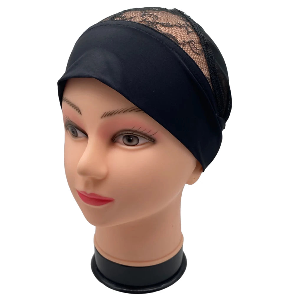 Adjustable headband wig cap with grip band for wig making by HSF Marketplace