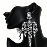 Sparkling silver crystal chandelier earrings by HSF Marketplace for elegant occasions