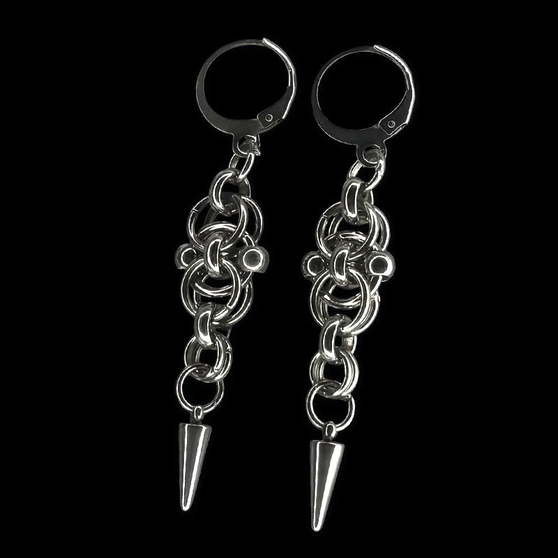 Fashion punk stainless steel ball spike earrings for women, grunge rock gothic jewelry-set by HSF Marketplace