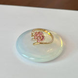 925 Sterling Silver Open Finger Ring Golden Enamel Donut Dazzling Geometric Punk For Women Jewelry Gift Dropship Wholesale