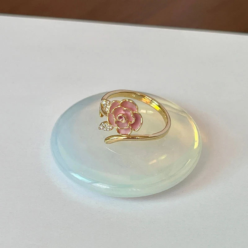 925 Sterling Silver Open Finger Ring Golden Enamel Donut Dazzling Geometric Punk For Women Jewelry Gift Dropship Wholesale