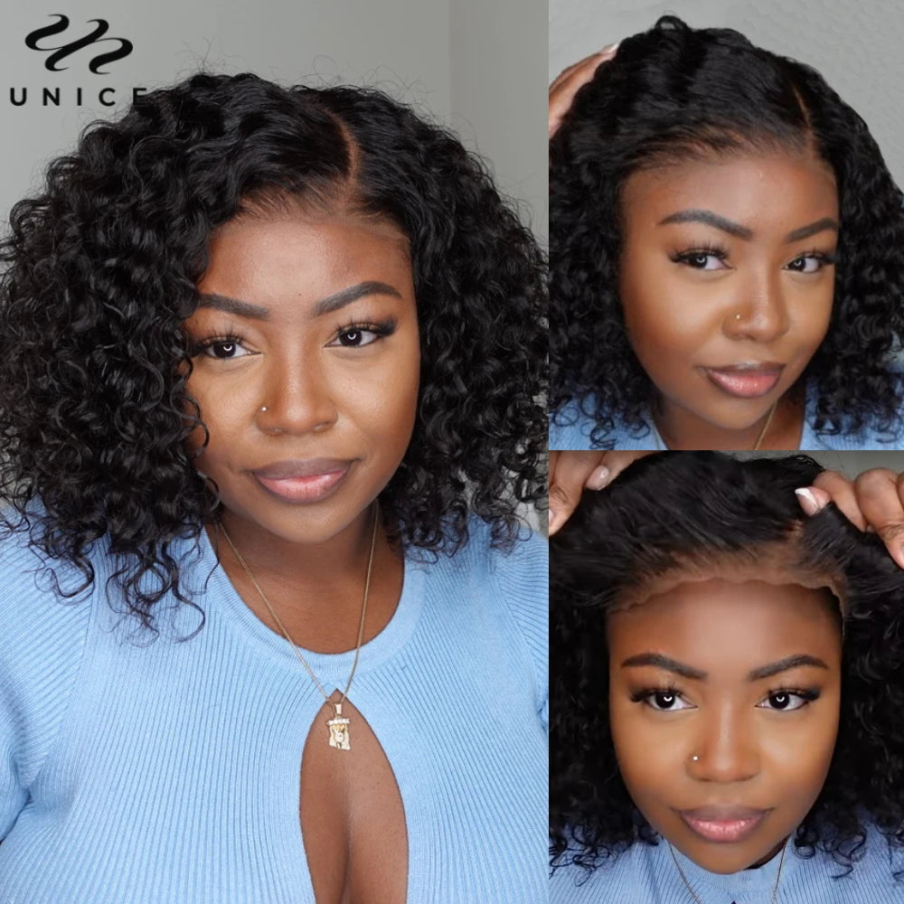 Short curly bob wig with pre-plucked lace closure, HSF Marketplace human hair wig