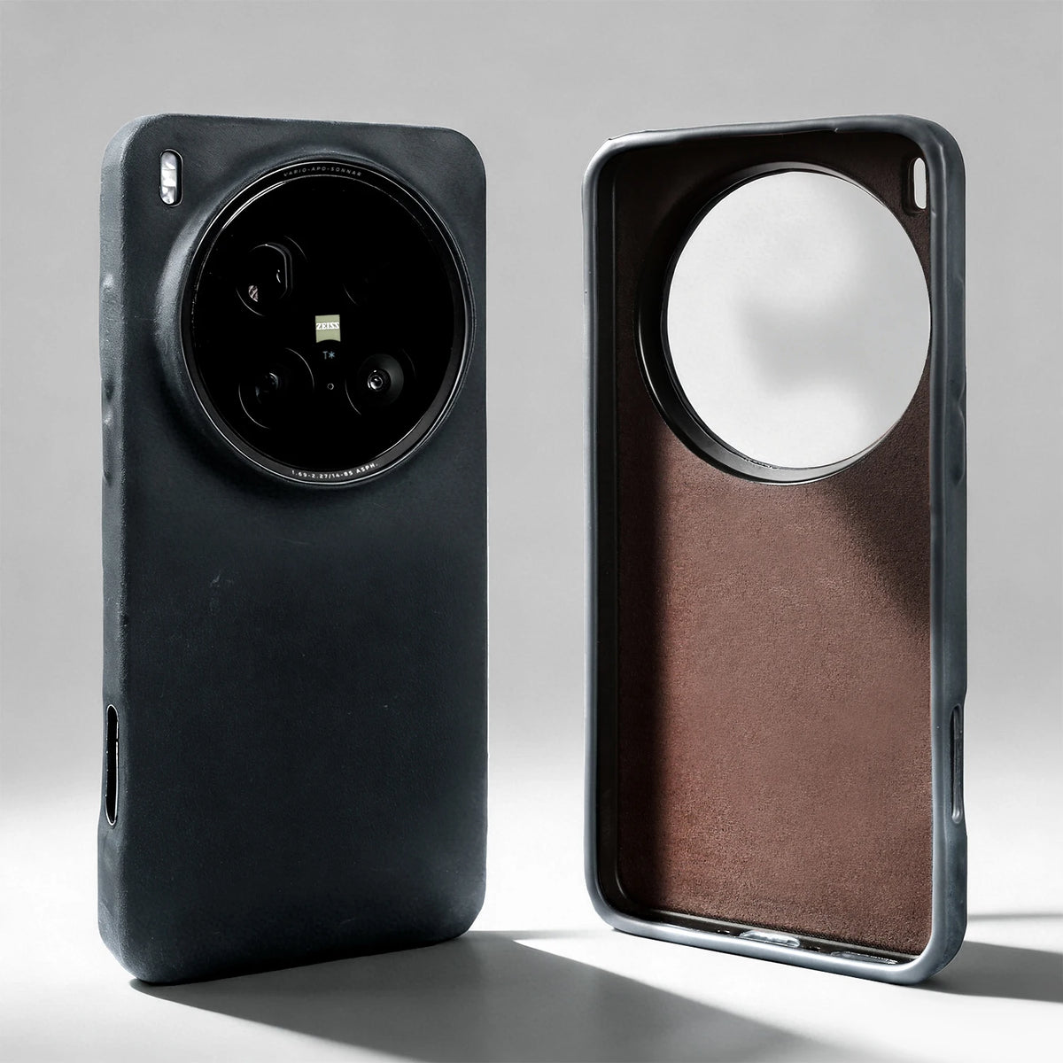 Genuine cowhide leather MagSafe case for OPPO Find X9 phone, brown textured finish