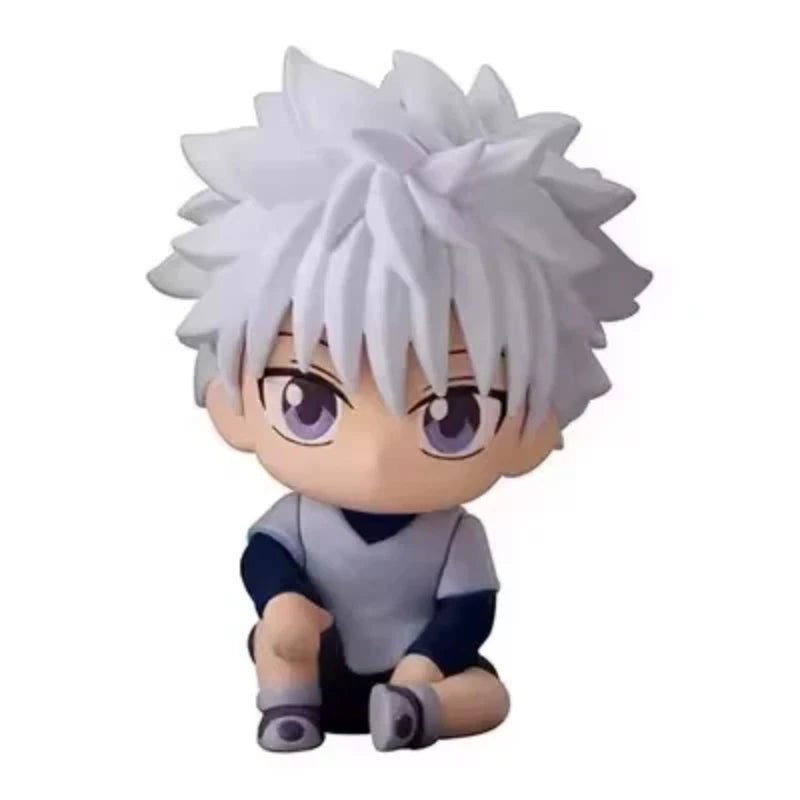 Hunter X Hunter chibi figures of Gon, Killua, Kurapika, and Leorio sitting together, 4-piece collectible set
