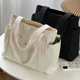Large capacity canvas tote bag by HSF Marketplace with shoulder straps, ideal for work, college, and commuting.