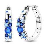 925 sterling silver hoop earrings with zirconia accents, hypoallergenic jewelry for women and girls
