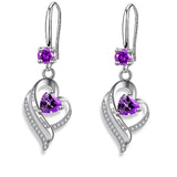 Silver heart drop earrings for women with colorful zircon stones by HSF Marketplace