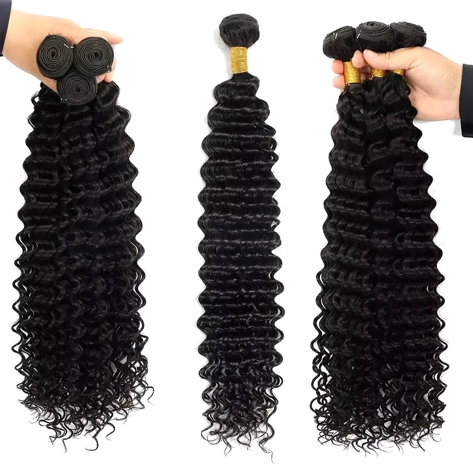 Raw Burmese Deep Wave Human Hair Bundles With Closure Invisible Melt Skin 4x4 5x5 13x4 HD Lace 3 4 Bundles Curly Weave With Frontal