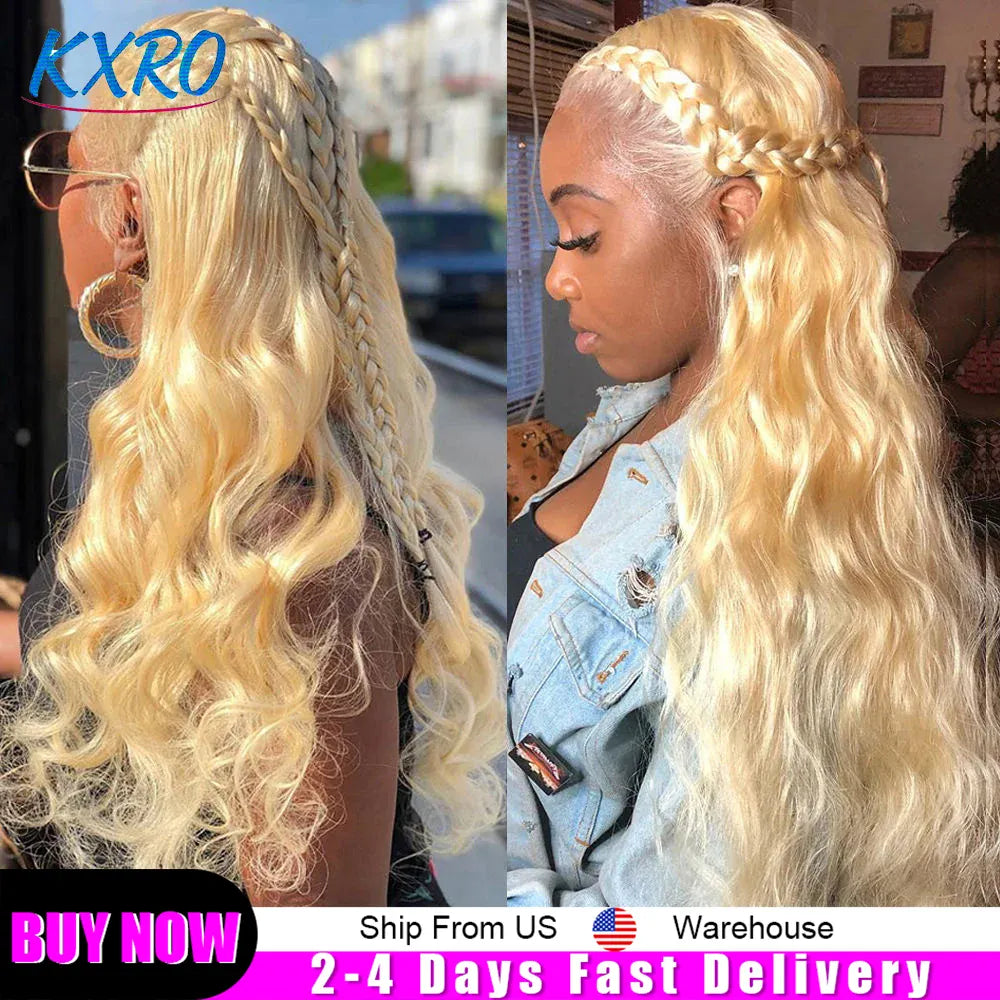 200% 250% Density 613 Blonde Lace Front Wigs Body Wave Human Hair 13x6 13x4 Hd Lace Frontal Wig Pre Plucked Brazilian Ponytail Human Hair Lace Frontal Wig For Women Ready to Wear On Clearance Sale Pre Plucked Wig Party Work
