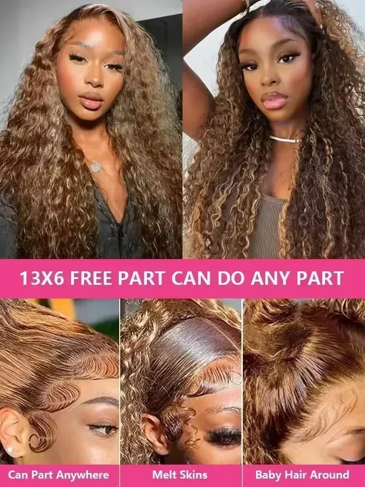 Highlight Curly Lace Front Human Hair Wig 13x4 Vietnamese Honey Blonde Deep Wave Hd Lace Wig 13x6 Human Hair Raw Virgin Hair