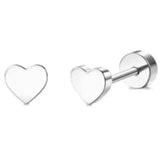 Drperfect 1Pair Flat Back Earrings for Women Surgical Steel Earrings for Sensitive Ears Hoop Stud Cartilage Tragus Piercings