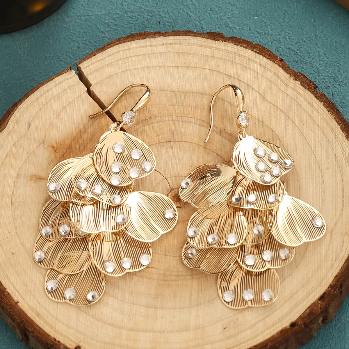 Gold and silver multi-layer drop earrings for women by HSF Marketplace
