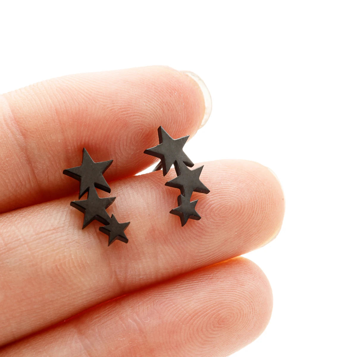 Fashion Stainless Steel Earrings Small Cute Triple Star Stud Earrings Punk Piercing Earing Women's Starry Minimalist Jewelry