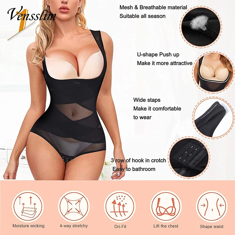 Vensslim full body shaper bodysuit with waist trainer and tummy control for women