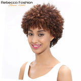 Rebecca Brazilian Afro Kinky Curly Human Hair Wig in dark brown, short, full machine-made Remy human hair from HSF Marketplace