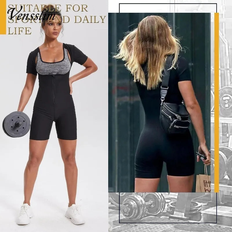 Vensslim full body shaper sauna sweat suit for women, black slimming workout vest and waist trainer shapewear