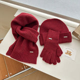 Wool knitted hat, scarf and gloves set in warm winter style by HSF Marketplace