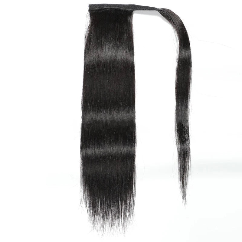 Brazilian Remy human hair Velcro clip-in ponytail extension in natural color for women