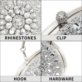 Sparkly rhinestone clutch purse for women, luxury evening bag from HSF Marketplace, with a sleek, elegant design for special occasions.