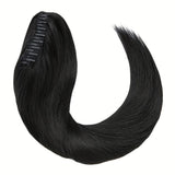 Straight human hair claw clip ponytail extension, 100% Remy hair, 10–30 inch wave ponytail in brown