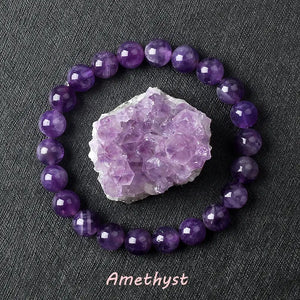 Natural Crystal Stone Bead Bracelet, Gemstone Stretch Jewelry for Women and Men