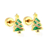 Stainless steel Christmas tree, deer head and snowman stud earrings by HSF Marketplace