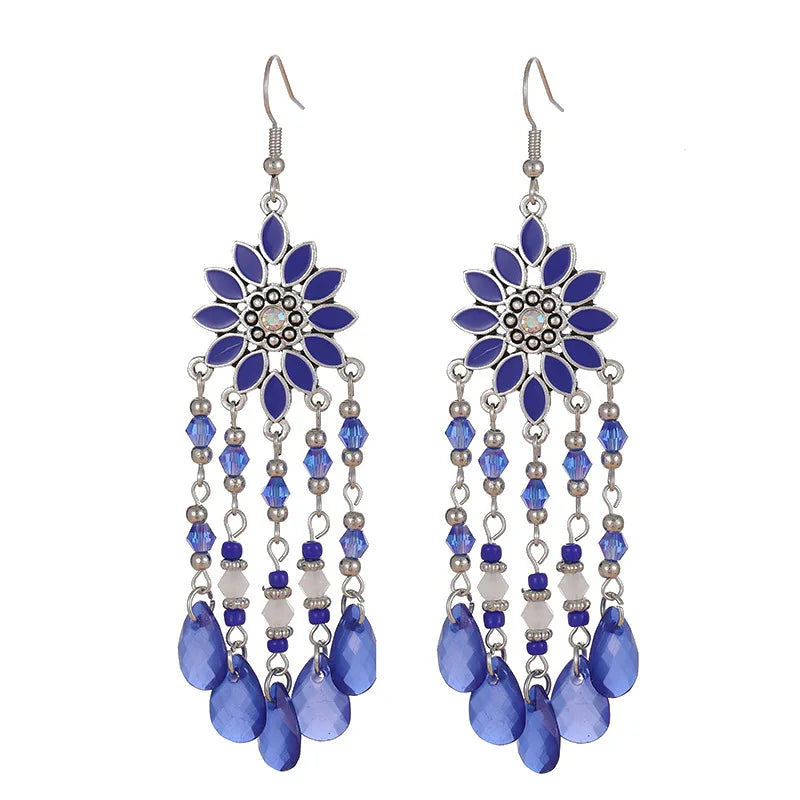 Bohemian water drop tassel earrings for women, vintage dangle style jewelry by HSF Marketplace