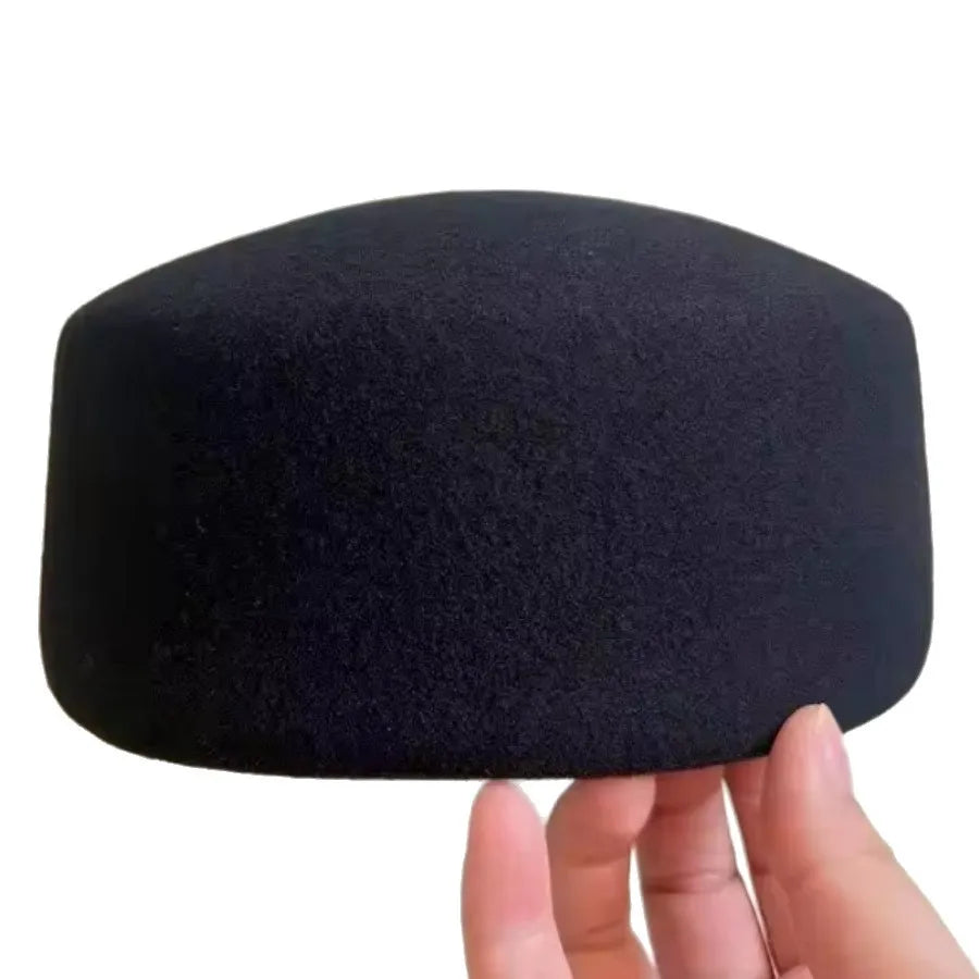 Women's wool felt vintage fedora pillbox hat in an elegant classic style
