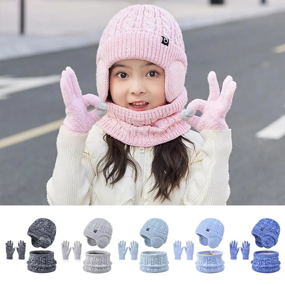 Children's warm fleece-lined hat, scarf, and gloves set by HSF Marketplace for winter wear