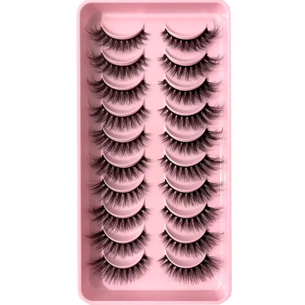 3D faux mink hair false eyelashes, 10 pairs of fluffy HSF Marketplace lashes in assorted styles