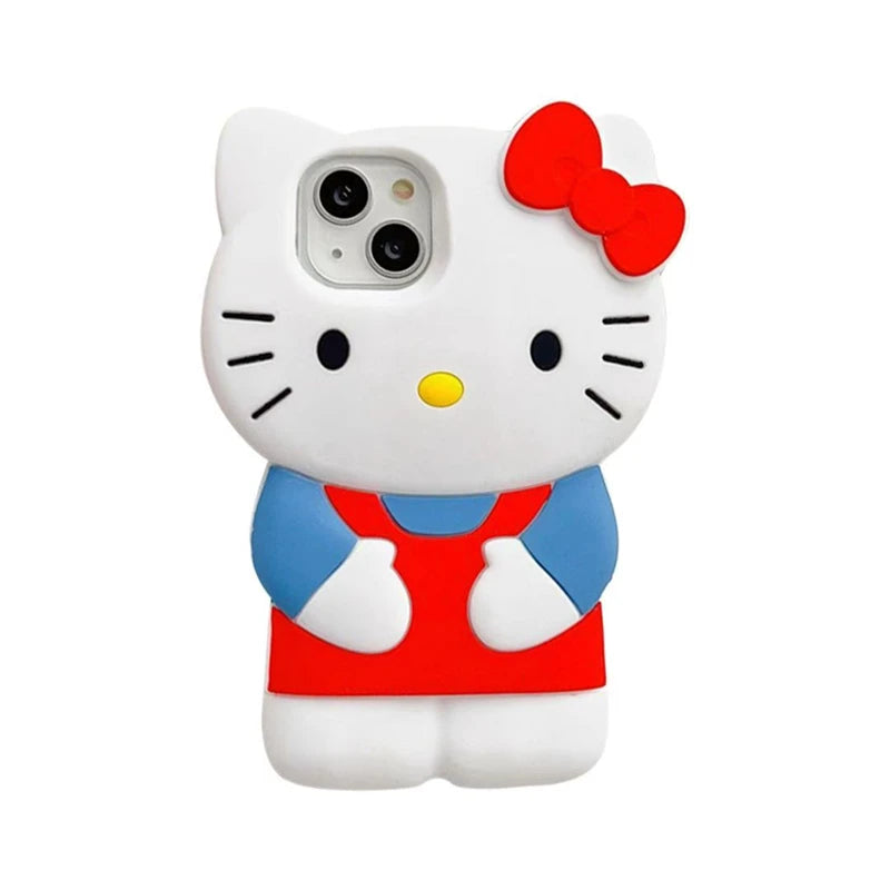 Hello Kitty bow 3D cartoon soft silicone phone case for iPhone, pink character design
