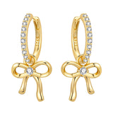 925 sterling silver 18K gold-plated cherry blossom butterfly hoop earrings for women