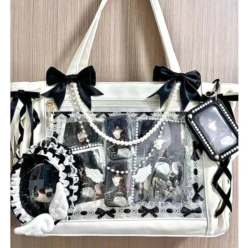 Cute Japanese ribbon transparent ita bag tote by HSF Marketplace for girls