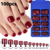 120-piece pink French tip press-on toenails, square short false toe nails with glossy finish by HSF Marketplace
