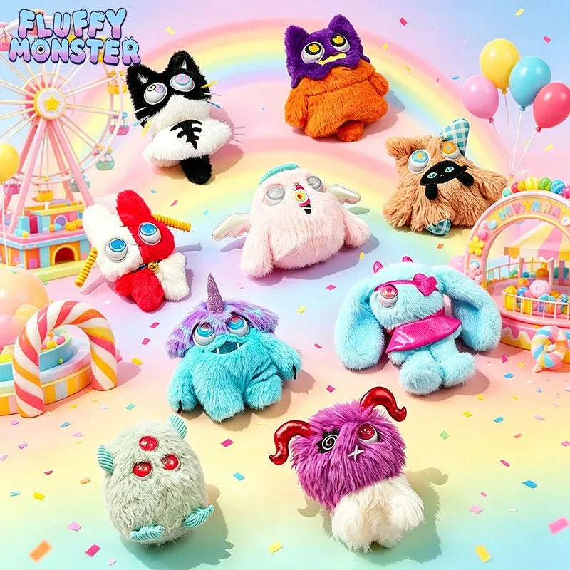FLUFFY MONSTER blind box plush anime figure in soft velvet, collectible surprise doll ornament by HSF Marketplace